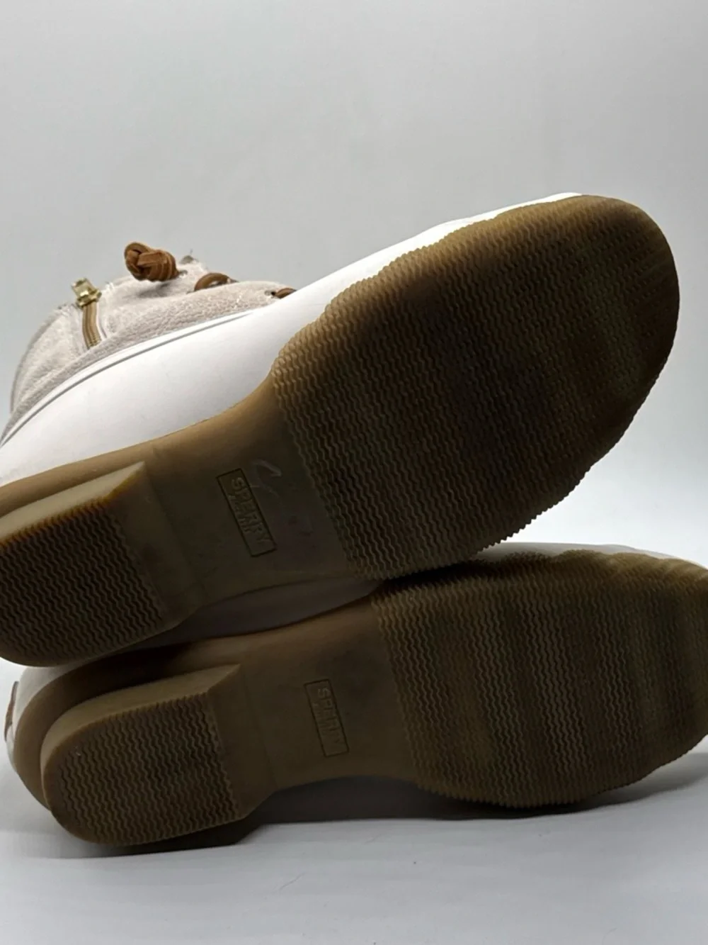 Sperry Cream & Light Gray and Brown Duck Boots